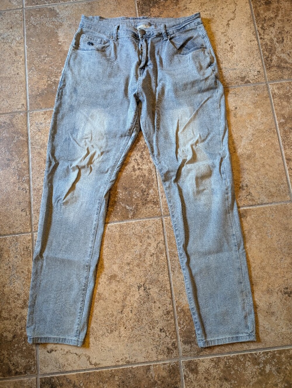 YoungLA 35x32 Slim Fit Light Blue Men's Jeans